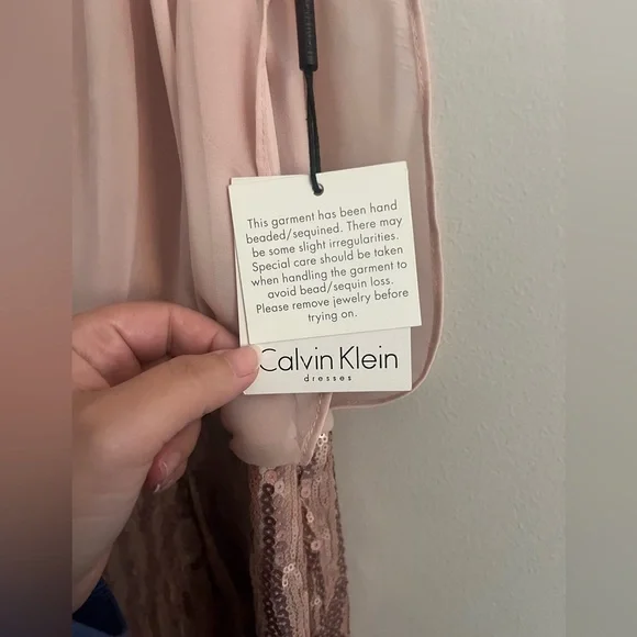 Calvin Klein Pink Sequin Blouson Dress Size 6 – Cocktail / Wedding Guest - Picture 4 of 8